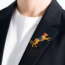 1 件复古豹纹锌合金金属胸针，服装和包袋装饰，适合所有季节的办公室配饰衬衫夹克珠宝圣诞节万圣节