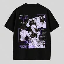 Behind Toji Fushiguro Oversized T-Shirt 100% Cotton - 黑色 - 查看 3