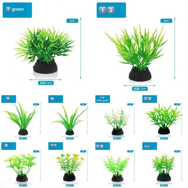1pc/5pcs/10pcs Realistic Artificial Plastic Plants, Durable PVC Material Fake Water Plants For Indoor/Outdoor Decor, Fish Tank Aquarium Decoration, Home Party, Garden, 24 Random Styles