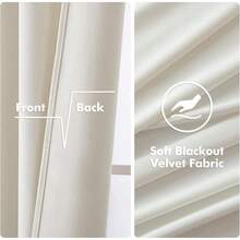 2 Panels Blackout Curtains Solid Soft Grommet Mustard Yellow Thermal Insulated Soundproof Room Darkening Curtains/Drapes/Panels Fall Living Room Bedroom 52 X 90 Inch - 象牙 - 查看 3