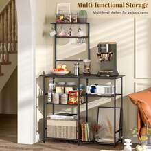 Baker's Rack For Kitchen With Storage, Microwave Stand With Adjustable Shelves, Kitchen Stand With 10 S Hooks, 6-Tier Coffee Bar Station, Kitchen Shelves For Spices, Pots, Gray,10600245 - 深灰色 - 查看 5