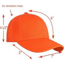 Bulk Lot 12-Pack Adjustable Size Plain Blank Solid Color Baseball Caps - Orange - View 2