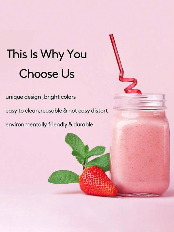 5pcs Bestselling Extra Long PET Fluorescent Spiral Straws, Solid Ombre Color Gradient Design, Creative Cross-Border Hot Selling Item