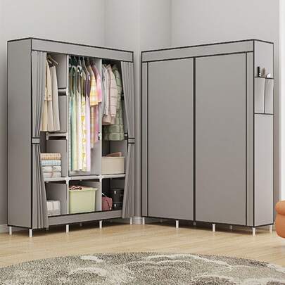 COBIVI Wardrobe With Cover, Large Capacity, Closet, Non-Woven Fabric, Easy To Assemble, Hanger Rack, Space Saving, Waterproof, Dustproof, Stain-Proof, Durable