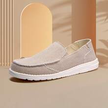 Kelway Men's Casual Slip-On Loafers Canvas Slip On Shoes Comfortable And Lightweight - Apricot - View 2