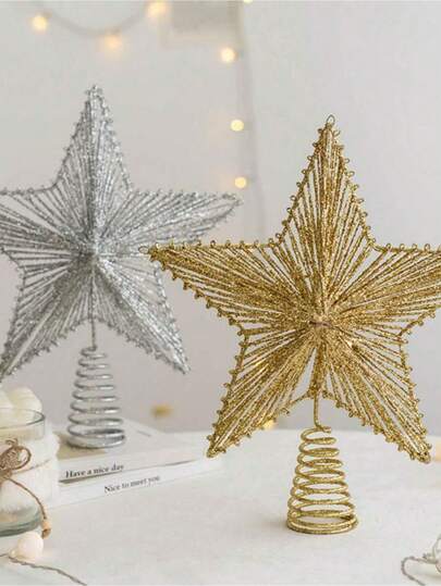 1 pezzo Decorazione a stella pentagramma per albero di Natale, stella 3D traforata e glitterata per decorare la cima dell'albero, decorazioni natalizie per la casa, decorazioni per la stanza, decorazioni natalizie invernali, regali di Natale, decorazioni natalizie