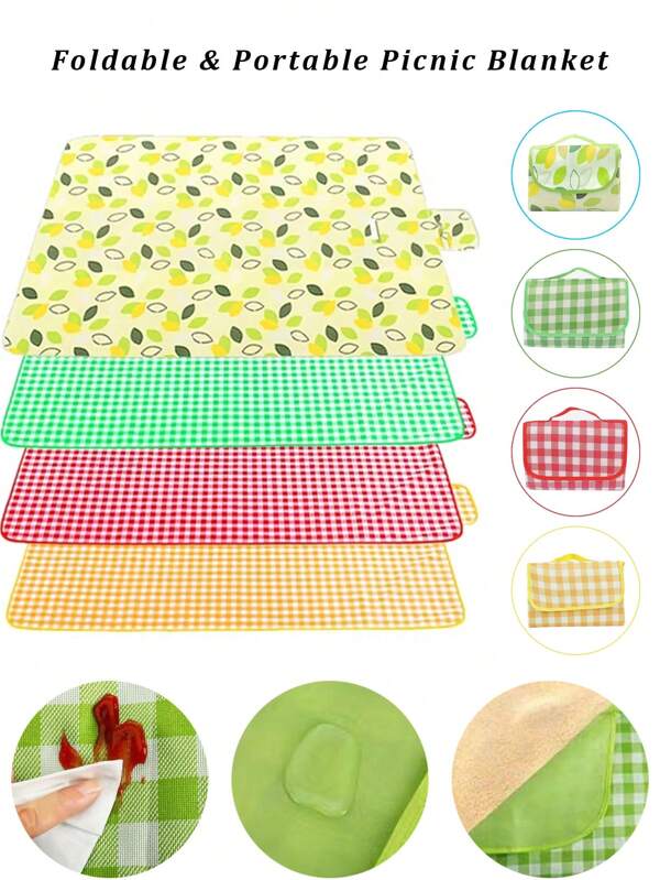 Foldable & Portable Picnic Blanket Outdoor Waterproof Sand Proof Beach Mat Lightweight Beach Essentials Suitable For Courtyards Parks Travel Camping Picnic And Hiking For Spring/Summer Party Beach Camping Lawn