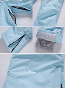 1 pieza Pantalones de esquí de alta calidad y cálidos para mujer con tirantes desmontables - Calidez invernal, con bolsillos, diseñounicolorlido para deportes al aire libre, equipo deportivo para hombres, pantalones de trabajo para esquí, ropa de esquí para mujer