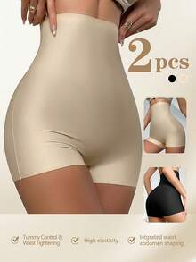 1/2/3Pcs High-Waist Seamless Shaping Shorts For Women - Tummy Control, Butt Lifting, Anti-Chafing Safety Pants, Soft Wear, Plastic Waist, Elegant Design, Lifestyle Apparel, Stylish Shapewear, Snug Fit Shapewear - 彩色 - 查看 2