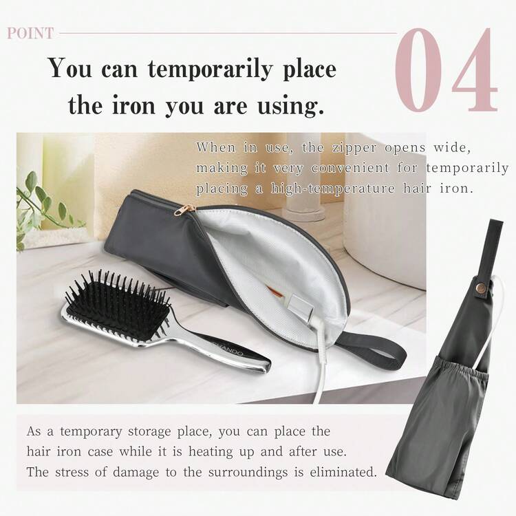 1pc Heat Resistant Curling Iron Bag, Styling Tool Storage Pouch, Hanging Hair Straightener Holder Bag, Heat Resistant Up To 300°C - Multicolor - View 4