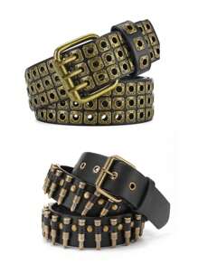 3/2/1皮带新款美式时尚子弹镶嵌腰带女装个性朋克装饰腰带ins网红风格礼物送父母朋友情侣情侣款