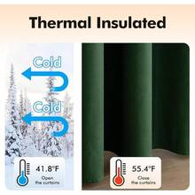 2 Panels Blackout Curtains Solid Soft Grommet Mustard Yellow Thermal Insulated Soundproof Room Darkening Curtains/Drapes/Panels Fall Living Room Bedroom 52 X 90 Inch - 翡翠綠 - 查看 5