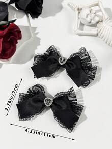 2个哥特风深色发夹，适合节日装扮，哥特爱好者日常佩戴，爪夹，发爪，发夹，发卡，发饰，头饰，发卡 - 黑色 - 查看 4