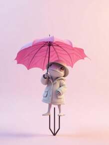 1pc 2D Cute Frog Garden Logo - Durable Animal Theme Outdoor Garden Decoration, Yellow Raincoat And Green Leaf Umbrella Design, Multi Functional Floor Mounted Outdoor Decoration, Suitable For Christmas, Teacher's Day, Thanksgiving Gifts, Fun Tadpole Garden Decoration, Lightweight Weather Artwork, Seasonal Decoration, Exclusive For Nature Enthusiasts,