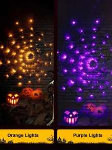 1 件恐怖万圣节 LED 蜘蛛网灯 - 70 个灯泡，8 种模式，USB 供电，适合室内派对和装饰（不含蜘蛛） - 黑色 - 查看 5