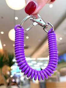 8 件可伸缩弹簧钥匙扣，带龙虾扣，弹簧带安全绳，手机弹性腕带绳挂绳弹簧钩 - 彩色 - 查看 16
