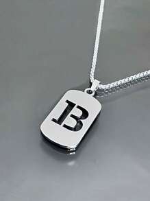 1 Peça Colar com Pingente de Etiqueta Geométrica de Aço Inoxidável com Letra em Inglês, Acessório de Moda para Homens, Adequado para Festa e Uso Diário