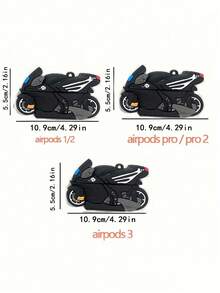 1 pieza Funda suave de silicona con diseño de motocicleta fresco compatible con Apple 1/2/3/Pro/Pro2 - Moto + mosquetón - Ver 6