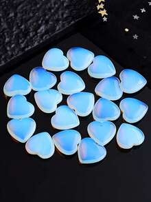 20Pcs Artificial Opal Carved Heart Stones Set - Gifts For Couples, Anniversary Gifts, Home Decor & Desktop Decorations - 淺藍色 - 查看 4
