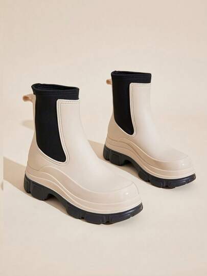 Neue Damen Regenstiefel, wasserdichte Überschuhe, Wasserschuhe, Wasserstiefel, Kurzstiefel, erhöhte Sohle, rutschfeste weiche Gummisohle