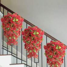 1Pc/2pcs Artificial Hanging Flowers Fake Hanging Plants Faux Silk Hibiscus Long Vines UV Resistant Realistic Flowers For Basket Home Porch Outside Garden Yard Patio