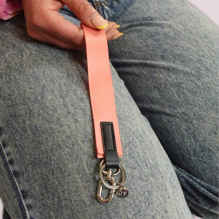 Dual Hook Satin Wristlet - Luxury Bag Accessory - Perfect For Keys & Essentials - Pink . - View 1