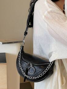 Modna, nowa, minimalistyczna torba damska na klatkę piersiową w jednolitym kolorze, matowe wykończenie i uniwersalny dodatek na jesień/zimę - Czarne - Zobacz 3