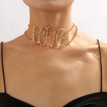 Minimalist Personality Exaggerated Letter Cool Chic Necklace Retro Fashionable Temperament Hip-Hop Style Necklace ,Breakable, Handle With Care - aMORe金色 - 查看 2