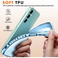 For Samsung Galaxy A16 4G/5G Case With 2 Screen Protector, Full Camera Lens Protection, Heart Plated Girly Women Heart Soft TPU Shockproof Samsung A16 Phone Case, Blue