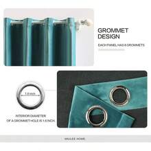 2 Panels Blackout Curtains Solid Soft Grommet Mustard Yellow Thermal Insulated Soundproof Room Darkening Curtains/Drapes/Panels Fall Living Room Bedroom 52 X 90 Inch - 藍綠色 - 查看 3