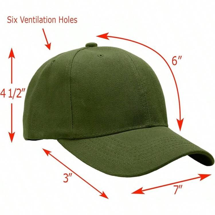 Bulk Lot 12-Pack Adjustable Size Plain Blank Solid Color Baseball Caps - Army Green - View 2