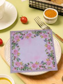 1 包 20 张花卉印花纸巾，一次性双层方形餐巾，适合生日、婚礼、派对主题、厨房和家庭使用