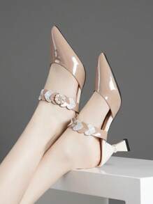 Fashionable Elegant Pointed Toe Low Vamp Thin Heel High Heels For Women