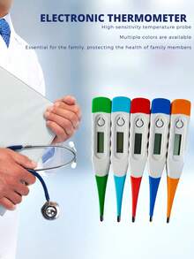 1支成人电子体温计，10秒快速读数，用于检测发烧。多种颜色可选，材质柔软舒适。便携式设计，适合居家或旅行使用。 - 彩色 - 查看 5
