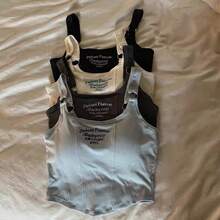 TRUMOVE 1 Pieza Top Deportivo Sin Costuras para Mujer con Estampado de Letras con Almohadillas para el Pecho de Algodón Corto y Moda Blusa Sin Mangas para Mujer Blusa de Base para Mujer,blusas,blusas para mujer,blusas elegantes dama,tops,tops de mujer - Multicolor - Ver 4