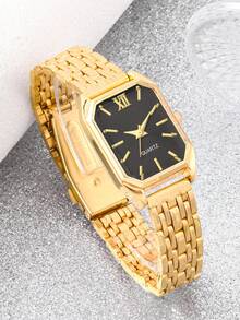 6pcs/Set Luxury Women's Business Quartz Watch With Square Chain Bracelet & Jewelry Set