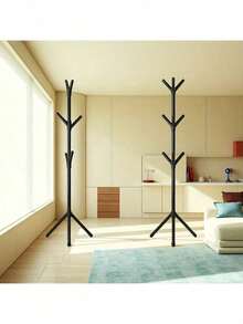 6/9 Pcs Minimalist Wall-Mounted Coat Rack, Tree Branch Style Freestanding Clothes And Hat Rack, Easy-To-Use Independent Hanger - High Stability Portable Storage Rack, Adjustable Height, Plastic Material, Elegant And Practical Branching Design, Suitable For Bedroom Clothing Storage, Suitable For Home, Dorm, Bedroom And Foyer Storage | Modern Style. Suitable For Hanging Clothes, Hats And Bags, Living Room, Bedroom, Home Office - Multicolor - View 4