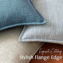 1pc Linen Solid Color Decorative Throw Pillow Cover, Suitable For Living Room Sofa, Bedroom, Office - Blue - View 5