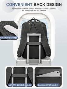 带 USB 充电端口的简易旅行背包，适合男士的 14-15.6 英寸笔记本电脑背包，大容量学校背包，周末背包，随身背包，徒步旅行背包，防水旅行必备品，配有行李带设计，适合户外工作度假旅行必备 - 彩色 - 查看 9