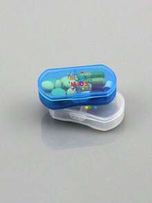 1pc Oval-Shaped Letter Printed Dual-Layer Portable Pill Box, Mini Storage Case, Personalized Creative Letter Gift, Suitable For Travel, Outdoor Activities, Putting In Bags/Pockets, Unique Design Travel Storage Box, Medicine Storage Box, Home And Dorm Medication Organizer, Back To School Essential - Multicolor - View 3
