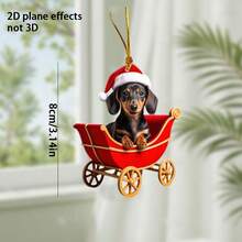 1 2D Flat Acrylic Sausage Dog And Elephant Patterned Holiday Pendant Wearing A Christmas Hat, Suitable For Christmas, And Birthdays - Perfect For Car Mirrors And Christmas Trees. The Acrylic Pendant Is Suitable For Christmas Tree Decoration, Backpacks, Keychain Decorations, And Christmas Tree Decorations Home Decor Christmas Decorations Room Decor