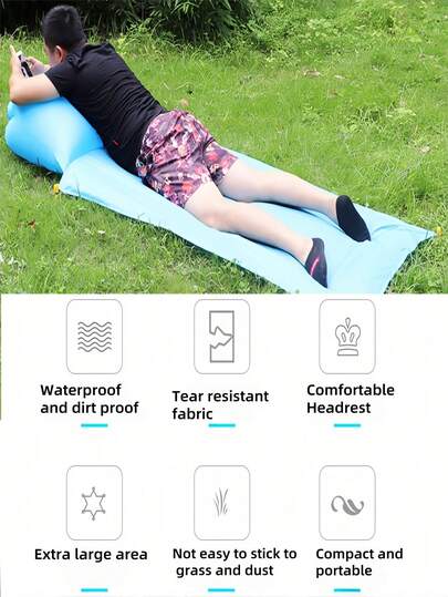Waterproof Inflatable Pillow Picnic Mat Outdoor Camping With Pillow Portable Moisture-Proof Mat Waterproof Two Person Four Person Single Camping Mat