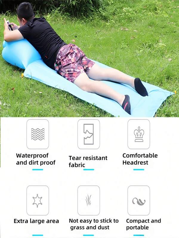 Waterproof Inflatable Pillow Picnic Mat Outdoor Camping With Pillow Portable Moisture-Proof Mat Waterproof Two Person Four Person Single Camping Mat