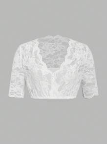 ii Women's Bavarian Oktoberfest Costume Traditional Dirndl Lace Blouse Short Sleeve V Neck Classic Tops, Halloween - White - View 3