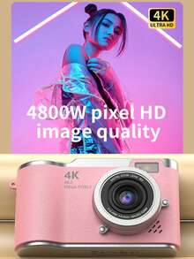 18X Optical Zoom Compact Digital Camera With 48MP Auto Focus, 4K Video, Face Detection, 2.4" Flip Screen, Rechargeable Battery - LK-007 Pink - View 6