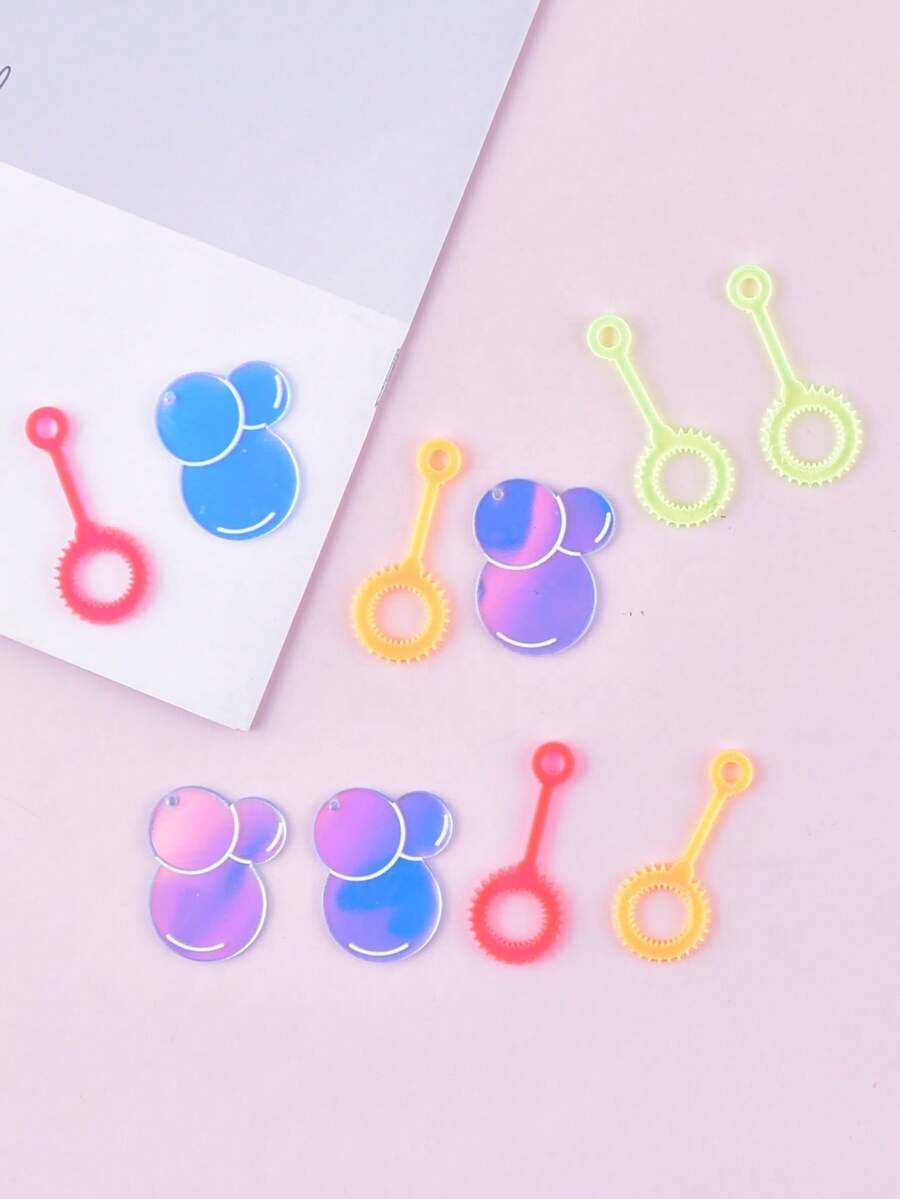 10pcs/Pack Summer Colorful Bubble Acrylic Pendants, Suitable For Women DIY Jewelry Making - Multicolor - View 1