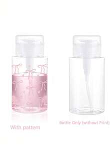 Pink Bow Design Refillable Transparent PET Travel Makeup Remover Bottle With 3.38oz/6.76oz Portable Pump, Suitable For Nail Polish Remover, Toner And Makeup Remover, Dome-Shaped Design, Hand Wash Only, Reusable, Essential For Travel And Vacation - Multicolor - View 6