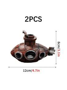 1pc Underwater Submarine Wreckage Hideout Aquarium Decor Ornament Suitable For Fish Tank, All Season