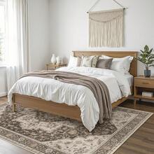 1 Pieza Alfombras para sala de estar, alfombras vintage lavables a máquina y antideslizantes, alfombra impresa de pelo bajo y ligera para dormitorio, comedor, oficina en casa, color marrón claro, alfombra de pelo bajo - Ébano Taupe - Ver 4