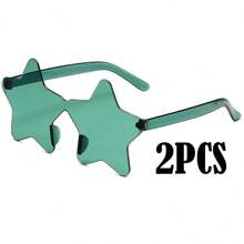 1-10副 - 无框五角星形眼镜，透明糖果色，派对眼镜，适合作为派对礼品，完美适用于泳池派对、海滩派对、夏季派对、生日派对、嘉年华、趣味活动或派对赠品（颜色随机）。